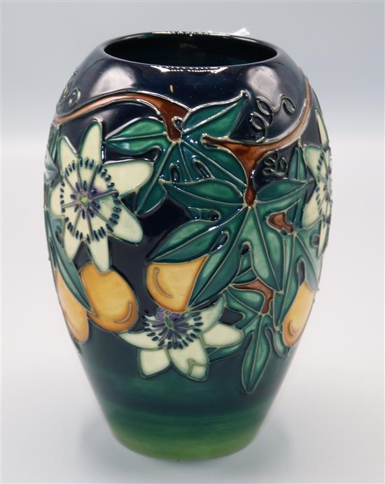 Moorcroft Passion Fruit pattern baluster vase by Rachel Bishop